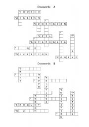 English worksheet: Wedding crosswords - Communicative, pair work