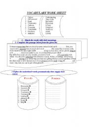 English Worksheet: vocabulary & grammar worksheet