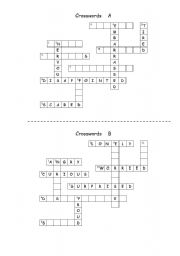 English Worksheet: Feelings crosswords - communicative, work pair