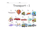 English worksheet: Transportation Picture Dictionary - Activity 1/2