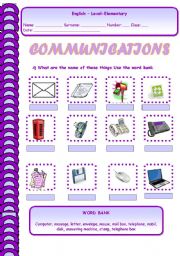 English Worksheet: COMMUNICATIONS