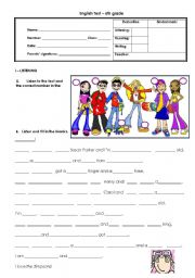 English Worksheet: evaluation test