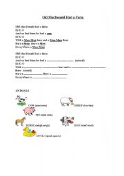 English Worksheet: old macdonald had a farm