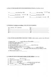 English worksheet: Revision work (numerals, demonstratives, be, have got, months and days of the week)