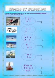 English worksheet: Means of transport