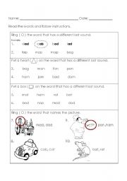 English worksheet: cvc a
