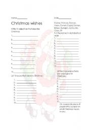 English Worksheet: Christmas wishes parts of speech and writing