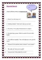 Reported speech Exercises