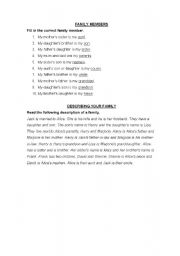 English Worksheet: Family members exercise