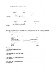 English worksheet: Recognizing active and passive voice