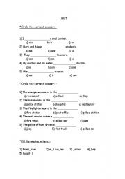 English worksheet: Jobs test