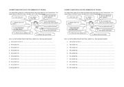 English Worksheet: Indirect questions and reported speech