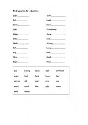 English Worksheet: Opposits