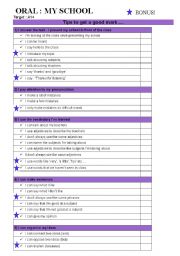 English Worksheet: ORAL EXAM GRID