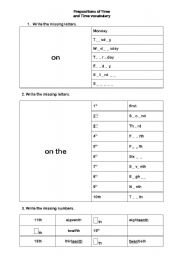 English Worksheet: prepositions of time 