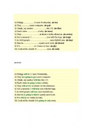 English Worksheet: will or going to