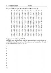 English worksheet: London sights wordsearch