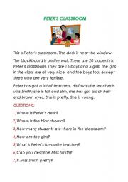 English Worksheet: peters classroom