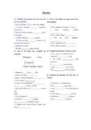English Worksheet: review for 7 form pupils