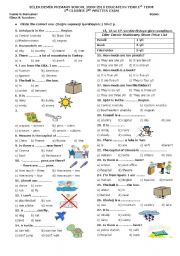 English Worksheet: 5th Grade 2. Exam