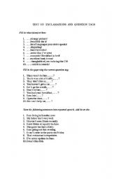 English Worksheet: Test on exclamations and question tags