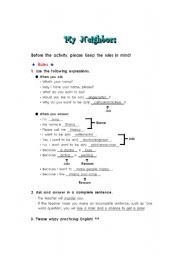English Worksheet: My Neighbors