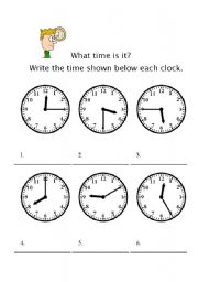 English worksheet: Telling the time