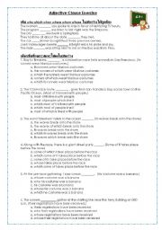 English Worksheet: Adjective Clause Exercise