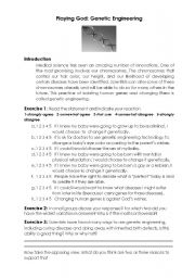 English Worksheet: Playing God: Genetic Engineering Discussion Starter