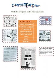 English Worksheet: sections from newspapers