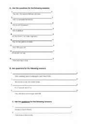 English worksheet: Asking Questions and Dehidrated Sentences