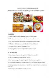 English Worksheet: Fast food versus healthy food (quiz)