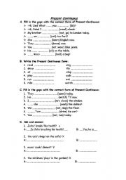 English Worksheet: Present Continuous