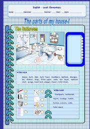 English Worksheet: THE PARTS OF THE HOUSE I-BATHROOM page 1