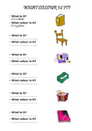 English worksheet: What colour is the classroom object?