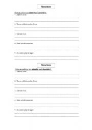 English Worksheet: Should & shouldnt