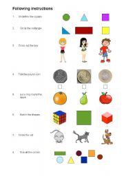 English Worksheet: Following instructions