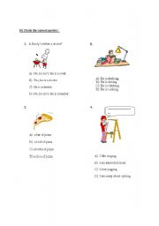 English worksheet: Multiple choice worksheet hobbies, physical appearances, food