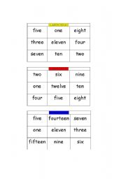 English Worksheet: Numbers bingo