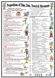 English Worksheet: Prepositions of Time, Date, Travel & Movement