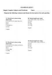 English Worksheet: Simple and Complete Subjects