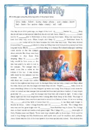 English Worksheet: nativity story (fill- in- the- gaps)
