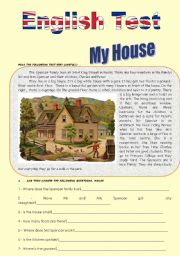 English Worksheet: Test- My house