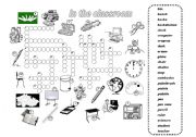 English Worksheet: In the classroom - crossword