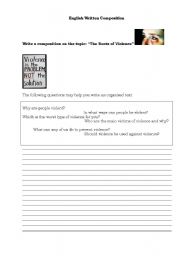 English Worksheet: Violence - Guided writing