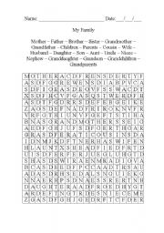 English Worksheet: Crossword about The Family