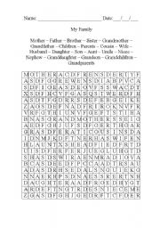 English worksheet: Crossword about The Family