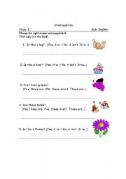 English worksheet: questions