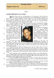 English Worksheet: Test on a celebrity- Willard Smith 