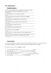 English Worksheet: PET EXERCISES 2